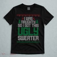 I Was Naughty So I Got This Ugly Christmas Sweater T-Shirt thumb 5