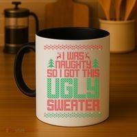 I Was Naughty So I Got This Ugly Christmas Sweater Coffee Mug thumb 4