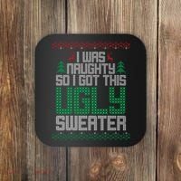 I Was Naughty So I Got This Ugly Christmas Sweater Coaster thumb 0