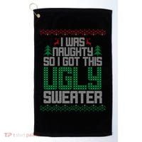 I Was Naughty So I Got This Ugly Christmas Sweater Golf Towel thumb 0