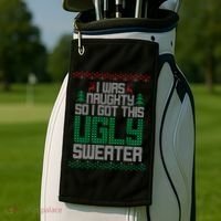 I Was Naughty So I Got This Ugly Christmas Sweater Golf Towel thumb 2
