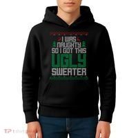 I Was Naughty So I Got This Ugly Christmas Sweater Kids Hoodie thumb 4