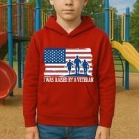 I Was Raised By A Veteran Kids Hoodie thumb 2