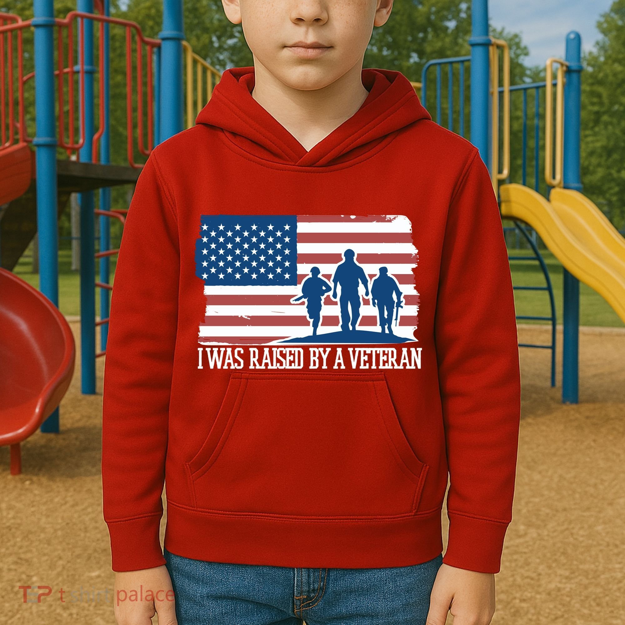 I Was Raised By A Veteran Kids Hoodie