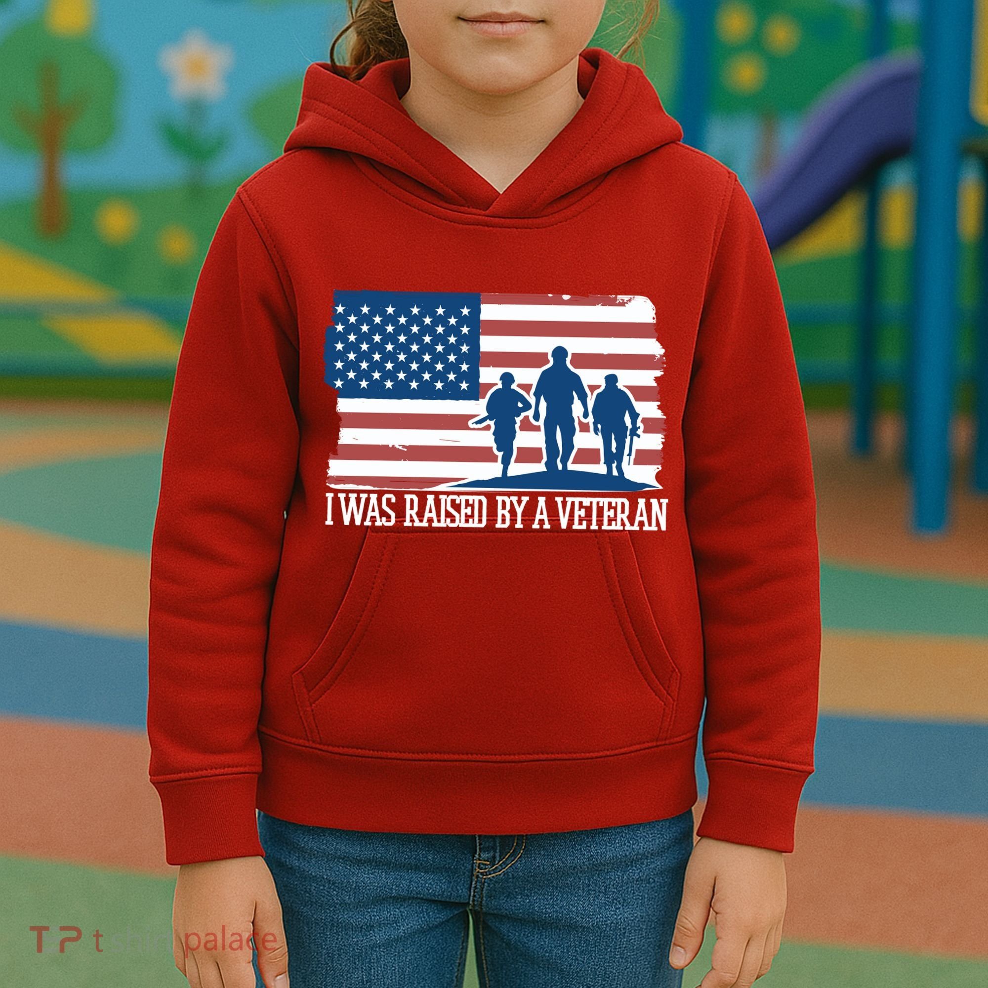 I Was Raised By A Veteran Kids Hoodie