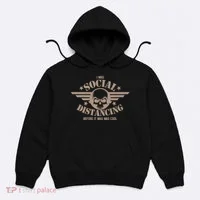 I Was Social Distancing Before It Was Cool Skull Badge Hoodie thumb 0