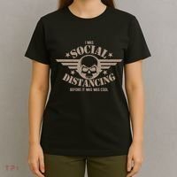 I Was Social Distancing Before It Was Cool Skull Badge T-Shirt thumb 4