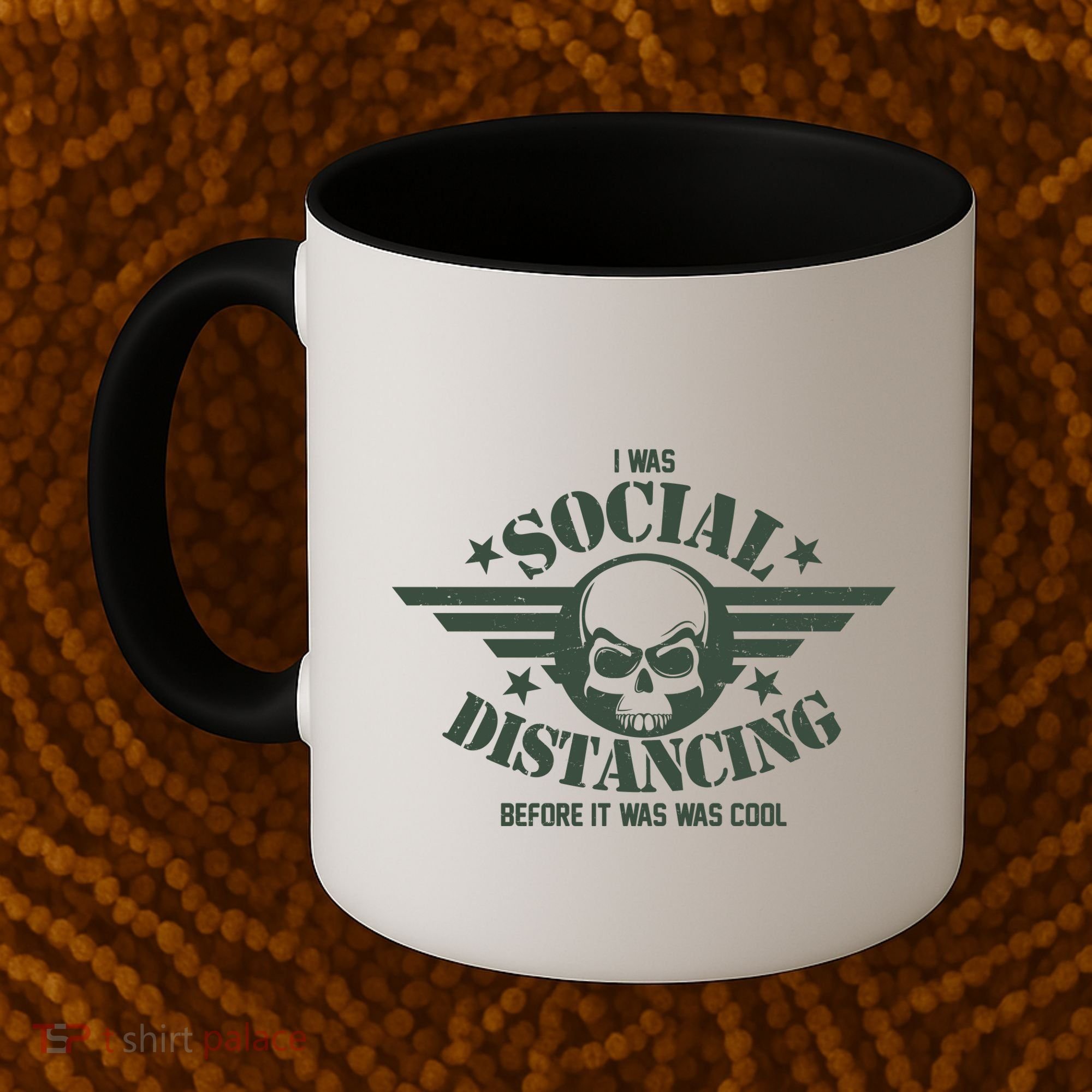 I Was Social Distancing Before It Was Cool Skull Badge Coffee Mug