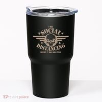 I Was Social Distancing Before It Was Cool Skull Badge Tumbler thumb 0