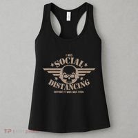 I Was Social Distancing Before It Was Cool Skull Badge Women's Tank Top thumb 3