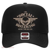 I Was Social Distancing Before It Was Cool Skull Badge Hat thumb 0