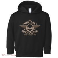 I Was Social Distancing Before It Was Cool Skull Badge Toddler Hoodie thumb 0