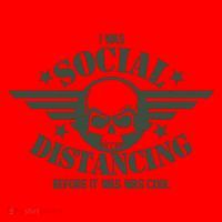 I Was Social Distancing Before It Was Cool Skull Badge Santa Hat thumb 1