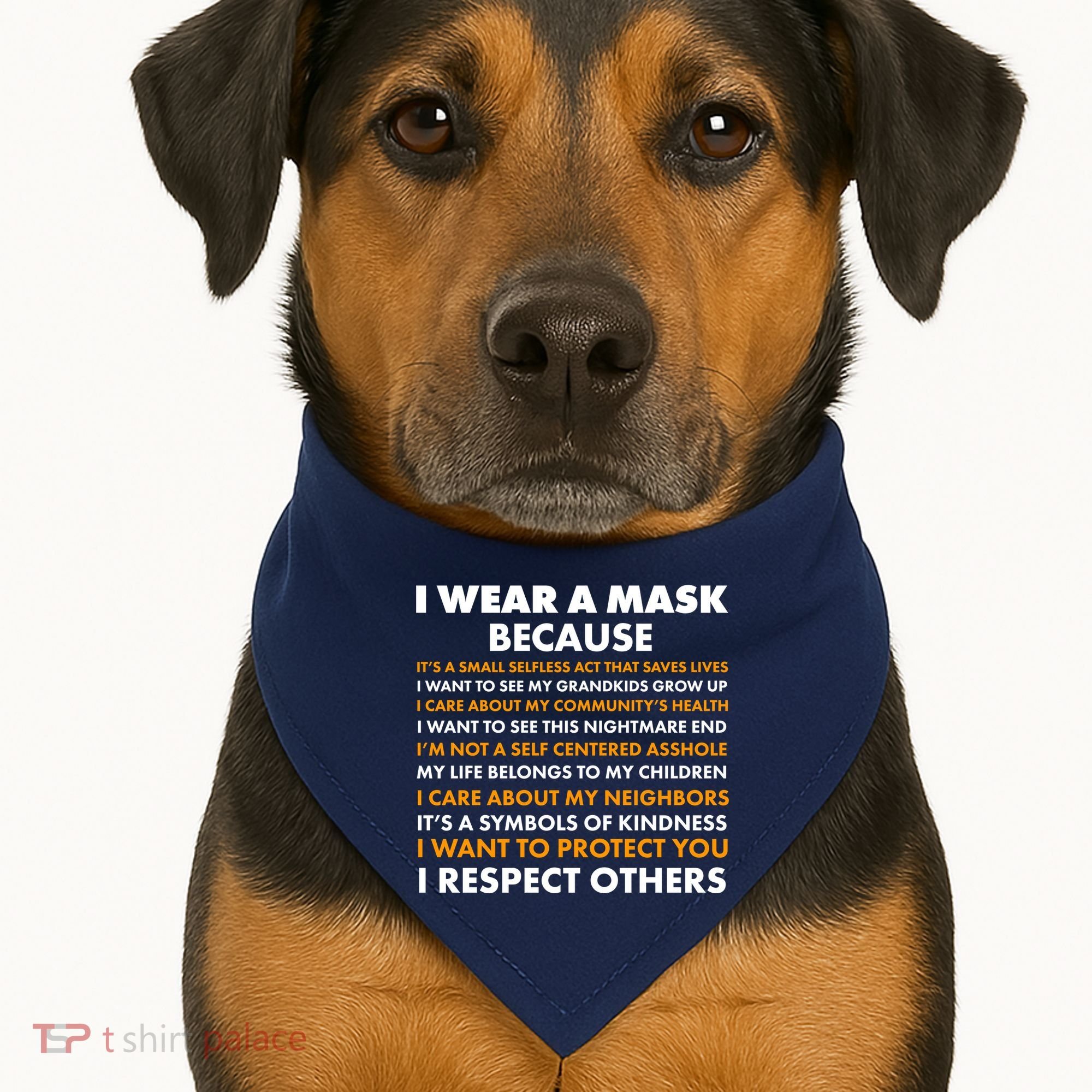 I Wear A Mask Because I Want to Protect You USA-Made Doggie Bandana