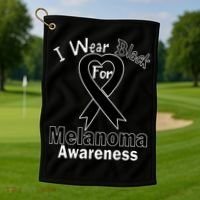 I Wear Black For Melanoma Awareness Golf Towel thumb 1