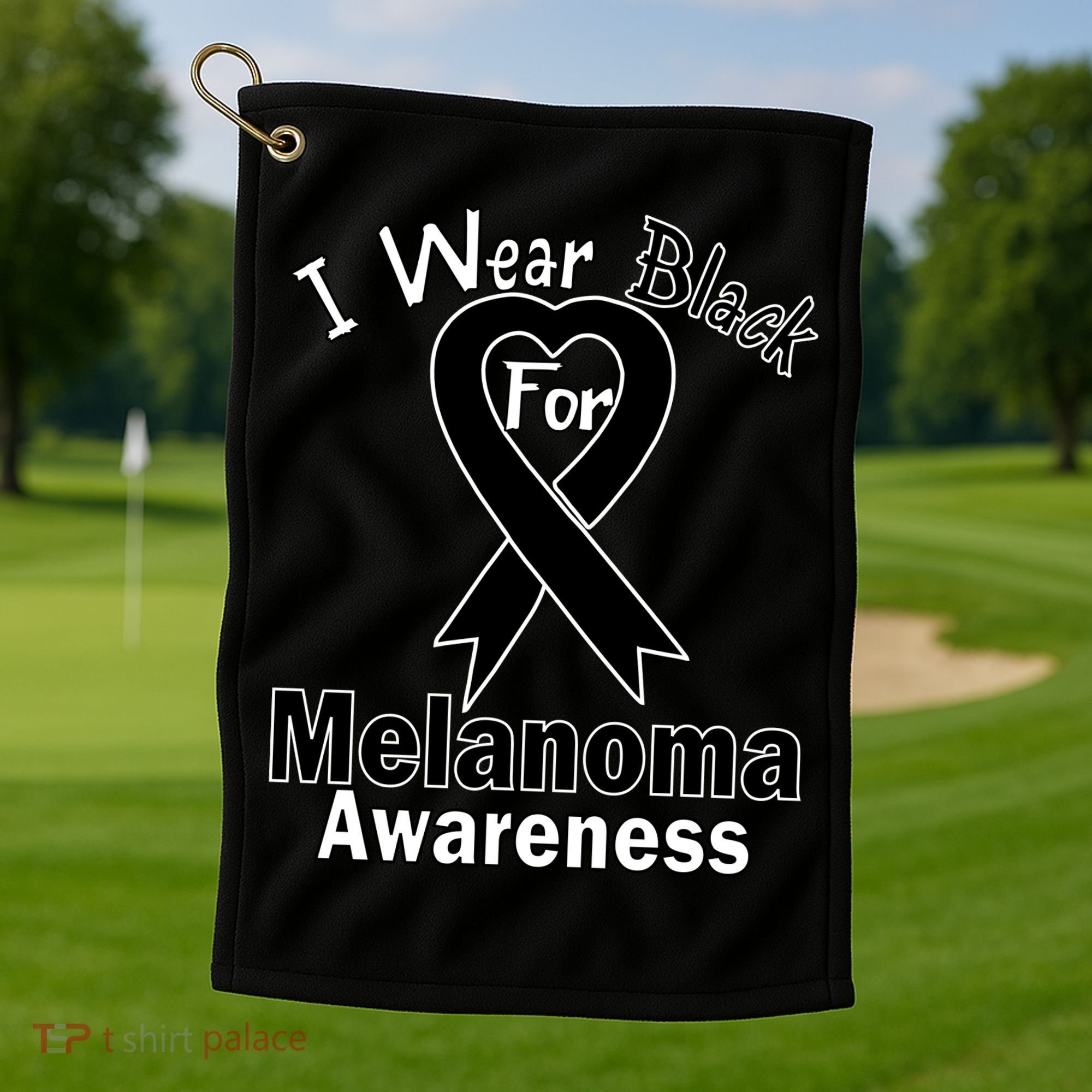 I Wear Black For Melanoma Awareness Golf Towel
