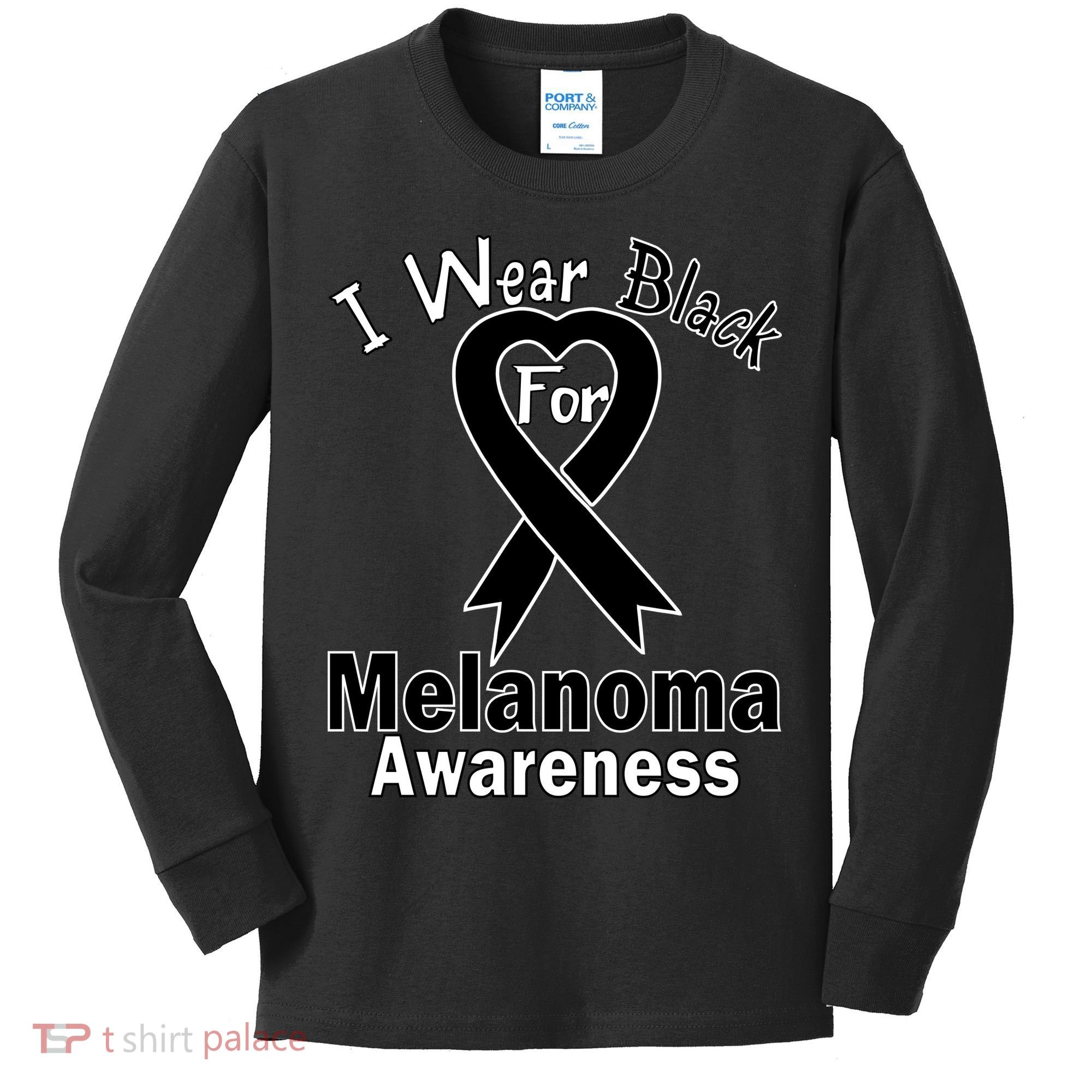 I Wear Black For Melanoma Awareness Kids Long Sleeve Shirt