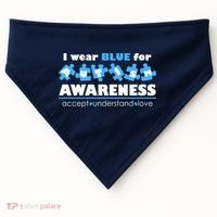 I Wear Blue For Autism Awareness Accept Understand Love USA-Made Doggie Bandana thumb 0