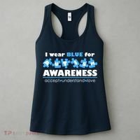 I Wear Blue For Autism Awareness Accept Understand Love Women's Tank Top thumb 3