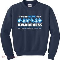 I Wear Blue For Autism Awareness Accept Understand Love Kids Sweatshirt thumb 0