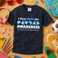 I Wear Blue For Autism Awareness Accept Understand Love Kids T-Shirt thumb 3