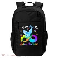 I Wear Blue For Autism Awareness Butterfly Infinity Rainbow  Backpack thumb 0