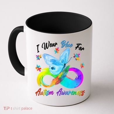 I Wear Blue For Autism Awareness Butterfly Infinity Rainbow  Coffee Mug