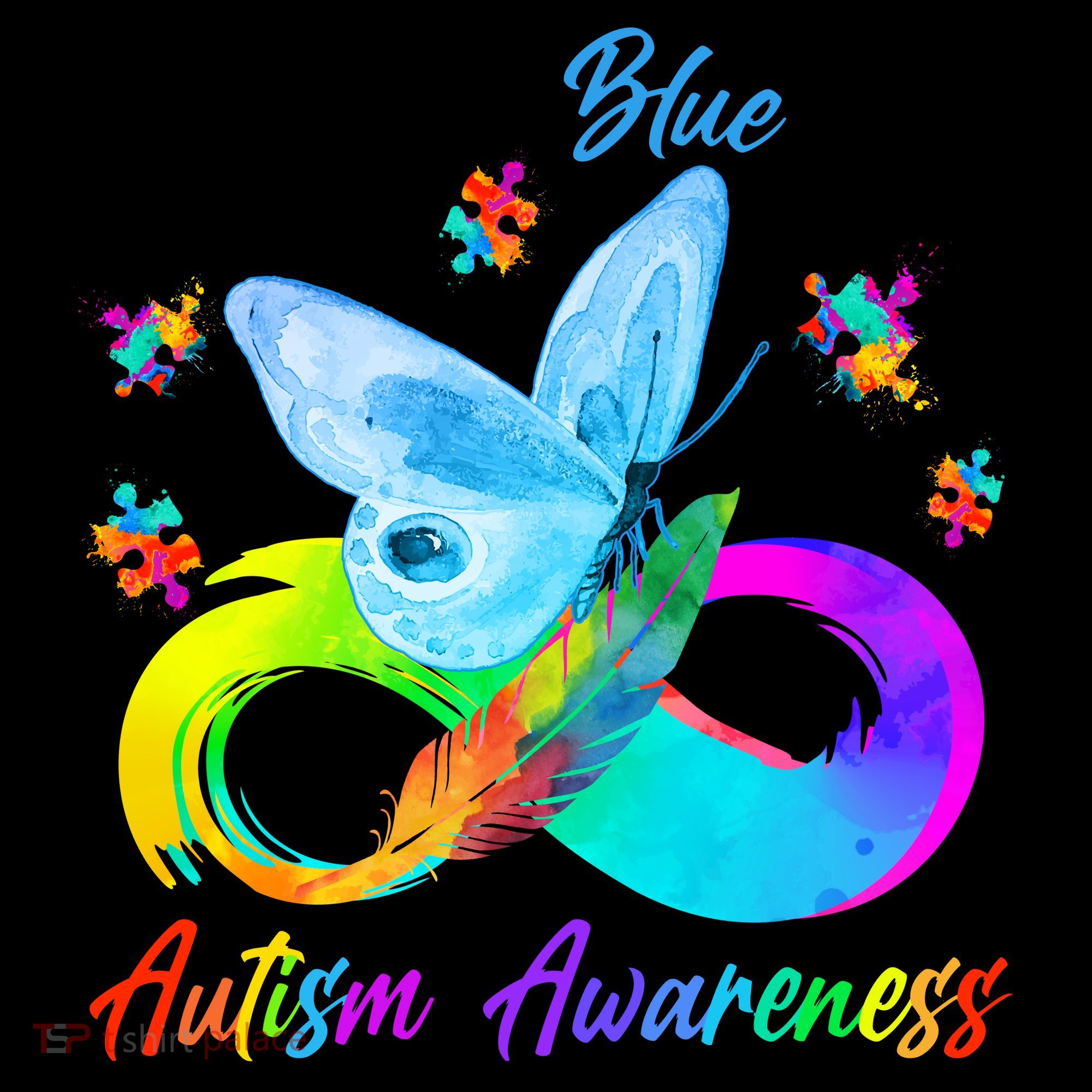 I Wear Blue For Autism Awareness Butterfly Infinity Rainbow  Coffee Mug