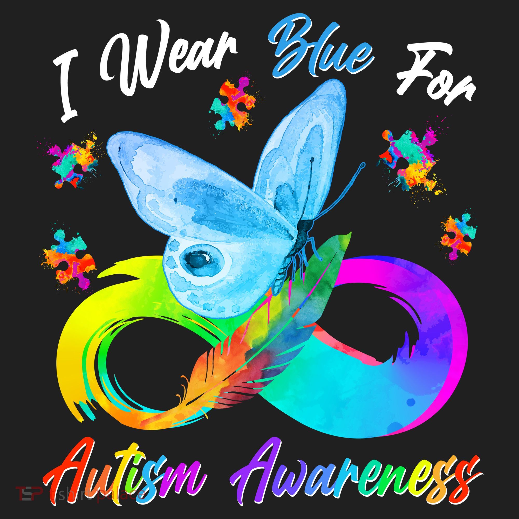 I Wear Blue For Autism Awareness Butterfly Infinity Rainbow  Tumbler