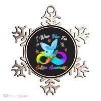 I Wear Blue For Autism Awareness Butterfly Infinity Rainbow  Ornament thumb 0
