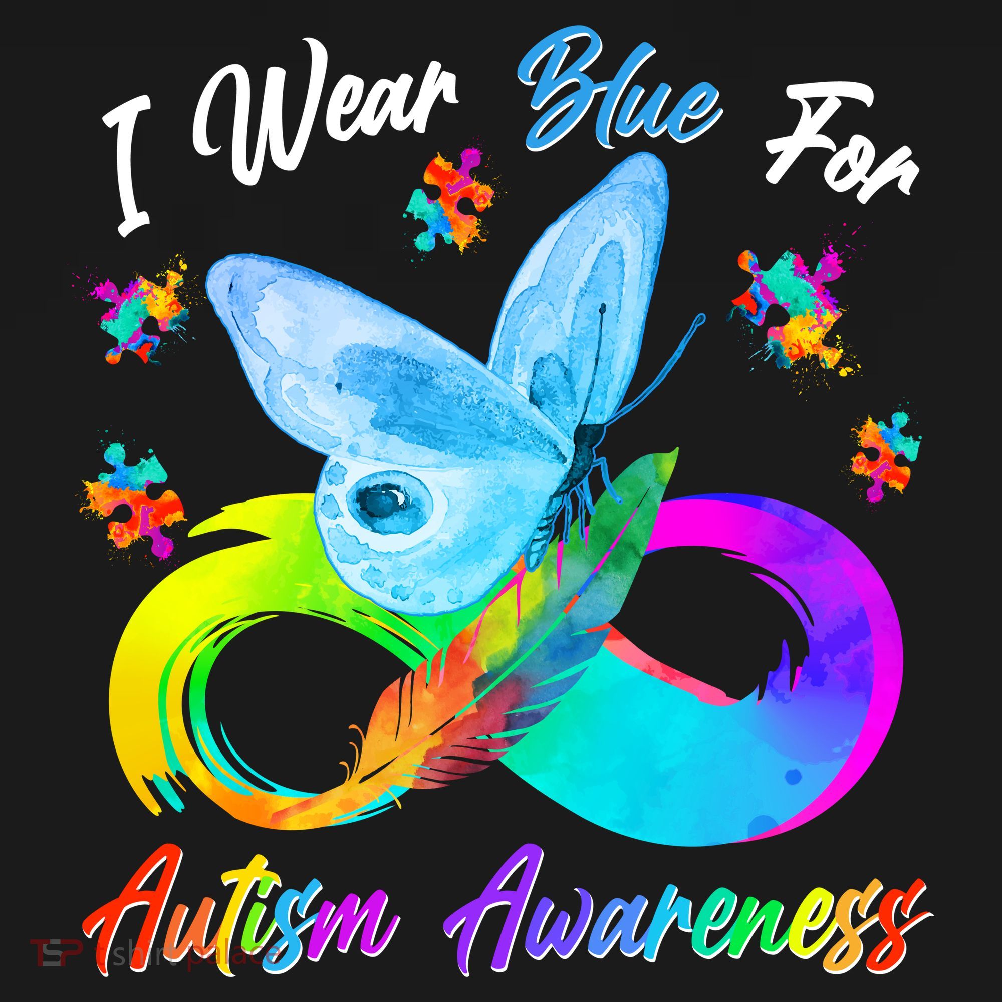 I Wear Blue For Autism Awareness Butterfly Infinity Rainbow  Ornament