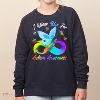 I Wear Blue For Autism Awareness Butterfly Infinity Rainbow  Women's Sweatshirt thumb 0