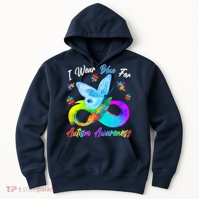 I Wear Blue For Autism Awareness Butterfly Infinity Rainbow  Hoodie