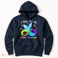 I Wear Blue For Autism Awareness Butterfly Infinity Rainbow  Hoodie thumb 0