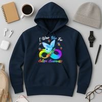 I Wear Blue For Autism Awareness Butterfly Infinity Rainbow  Hoodie thumb 3