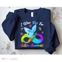 I Wear Blue For Autism Awareness Butterfly Infinity Rainbow  Sweatshirt thumb 2