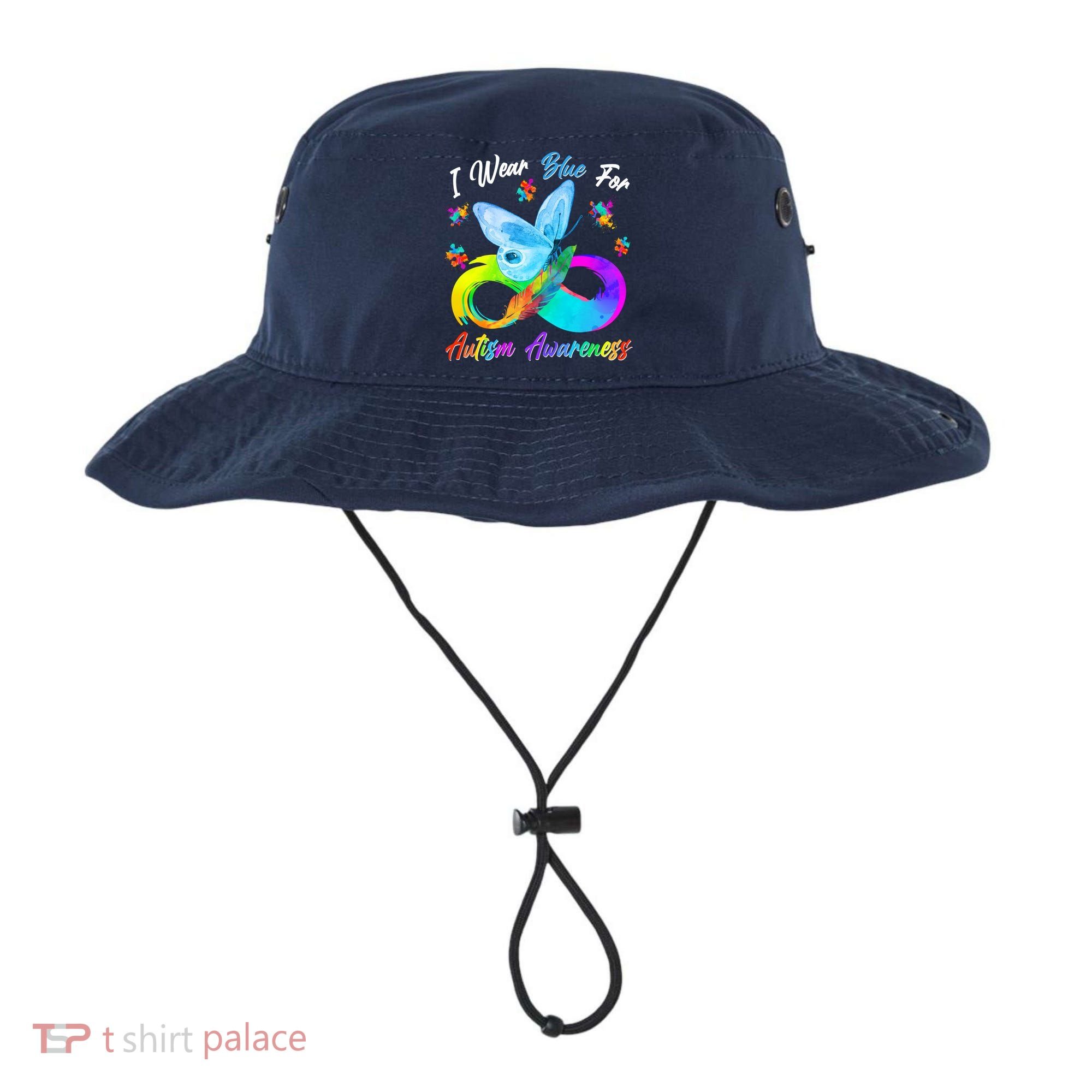 I Wear Blue For Autism Awareness Butterfly Infinity Rainbow  Bucket Hat