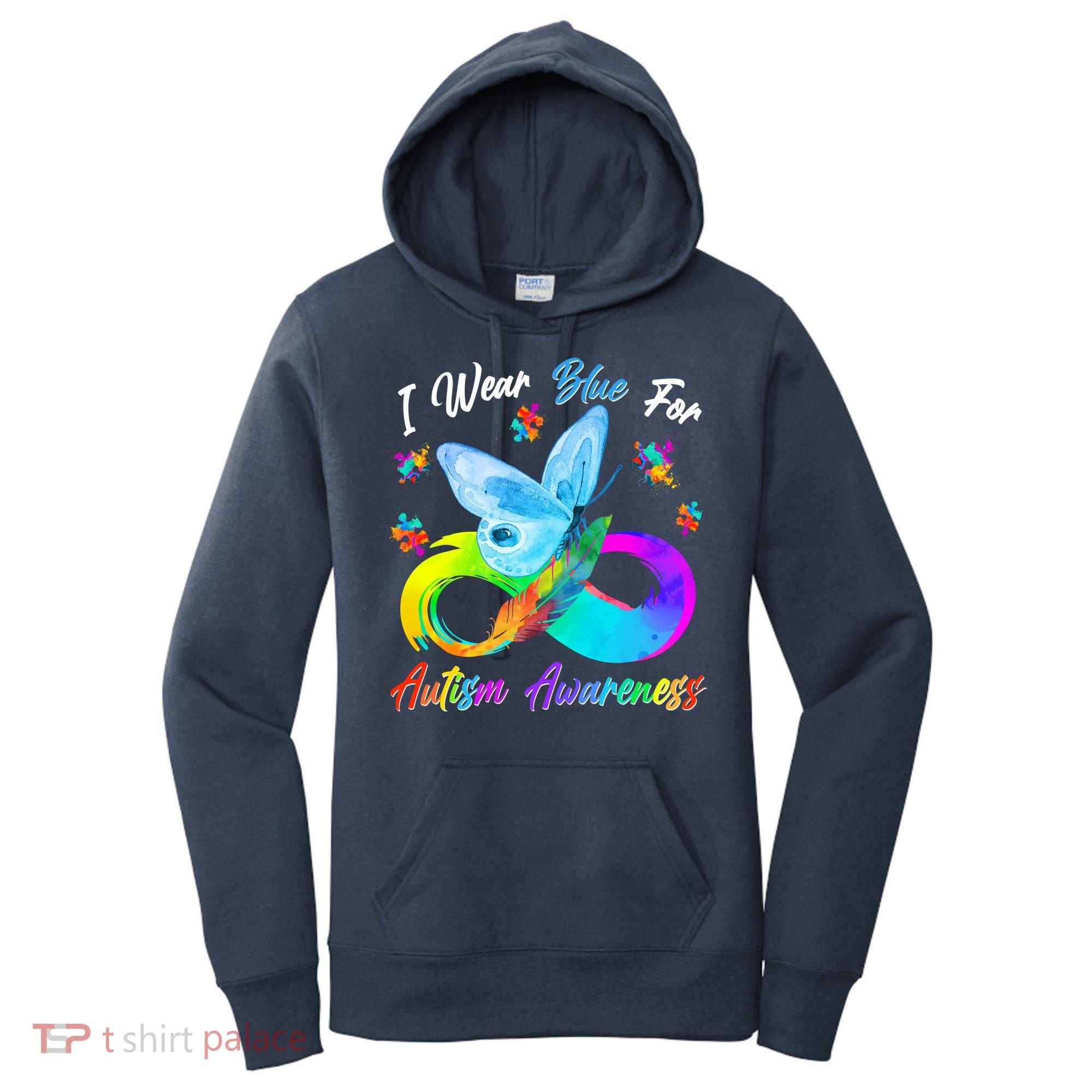 I Wear Blue For Autism Awareness Butterfly Infinity Rainbow  Women's Hoodie