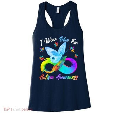 I Wear Blue For Autism Awareness Butterfly Infinity Rainbow  Women's Tank Top