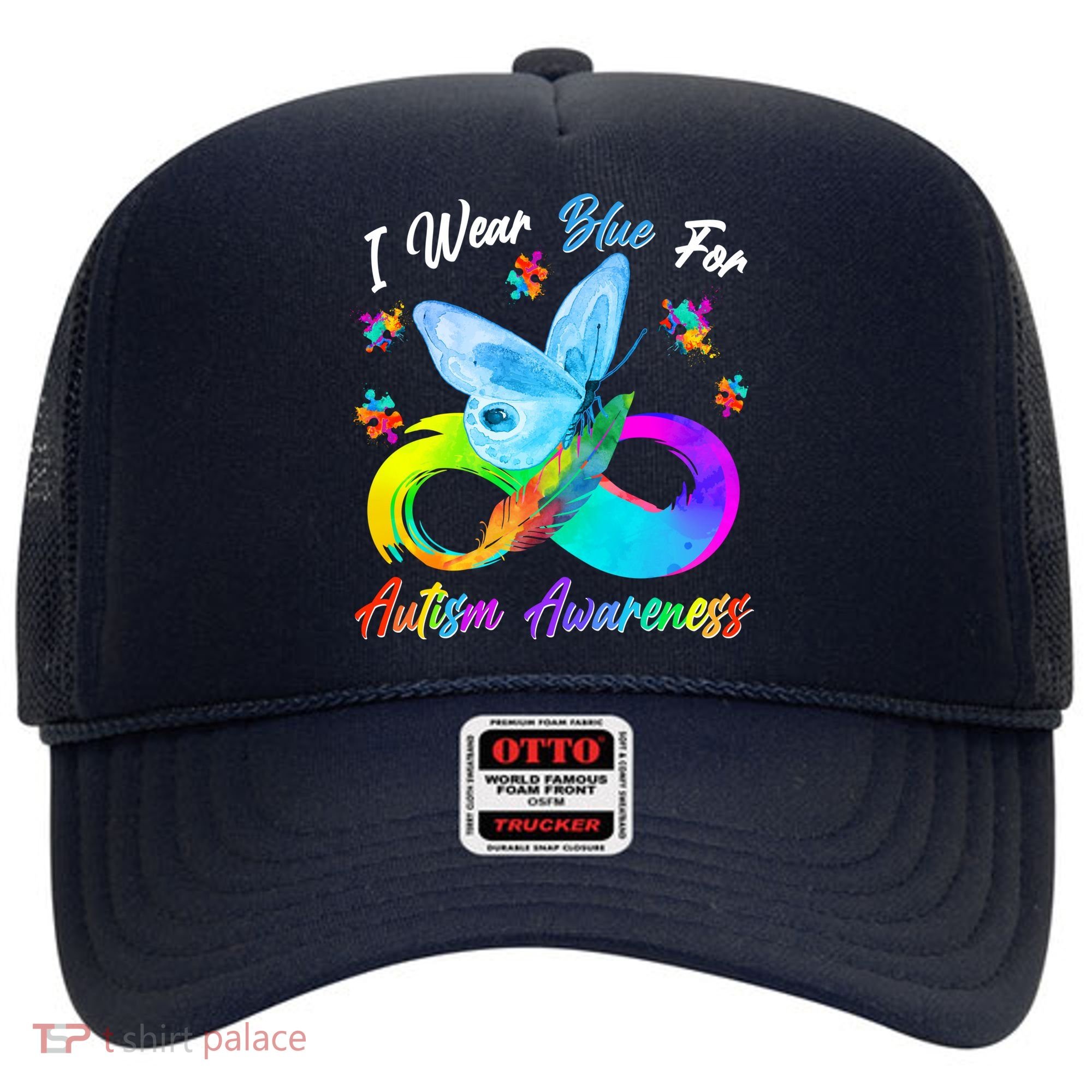 I Wear Blue For Autism Awareness Butterfly Infinity Rainbow  Hat