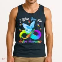 I Wear Blue For Autism Awareness Butterfly Infinity Rainbow  Tank Top thumb 3