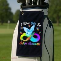 I Wear Blue For Autism Awareness Butterfly Infinity Rainbow  Golf Towel thumb 2