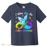 I Wear Blue For Autism Awareness Butterfly Infinity Rainbow  Toddler T-Shirt thumb 0