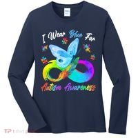 I Wear Blue For Autism Awareness Butterfly Infinity Rainbow  Women's Long Sleeve Shirt thumb 0