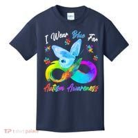 I Wear Blue For Autism Awareness Butterfly Infinity Rainbow  Kids T-Shirt thumb 0