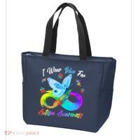 I Wear Blue For Autism Awareness Butterfly Infinity Rainbow  Tote Bag thumb 3