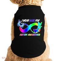 I Wear Blue For Autism Awareness Butterfly Ribbon Doggie Tank thumb 0