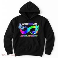 I Wear Blue For Autism Awareness Butterfly Ribbon Hoodie thumb 0