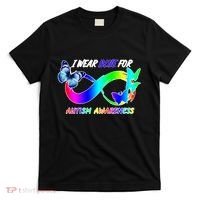 I Wear Blue For Autism Awareness Butterfly Ribbon T-Shirt thumb 0