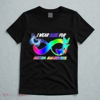 I Wear Blue For Autism Awareness Butterfly Ribbon T-Shirt thumb 5